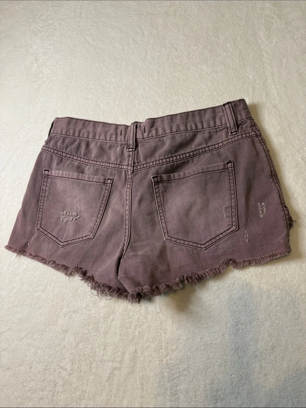 Free People Dusty Mauve High-Rise Button-Fly Denim Shorts